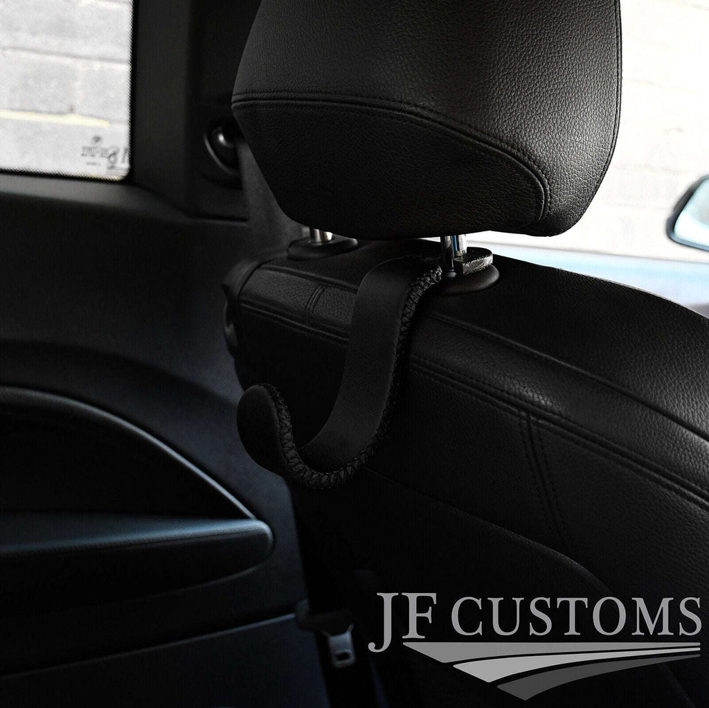 BLACK ITALIAN LEATHER PLASTIC CAR SEAT HEADREST HOOK HANGER FITS AUDI Q5 08-16
