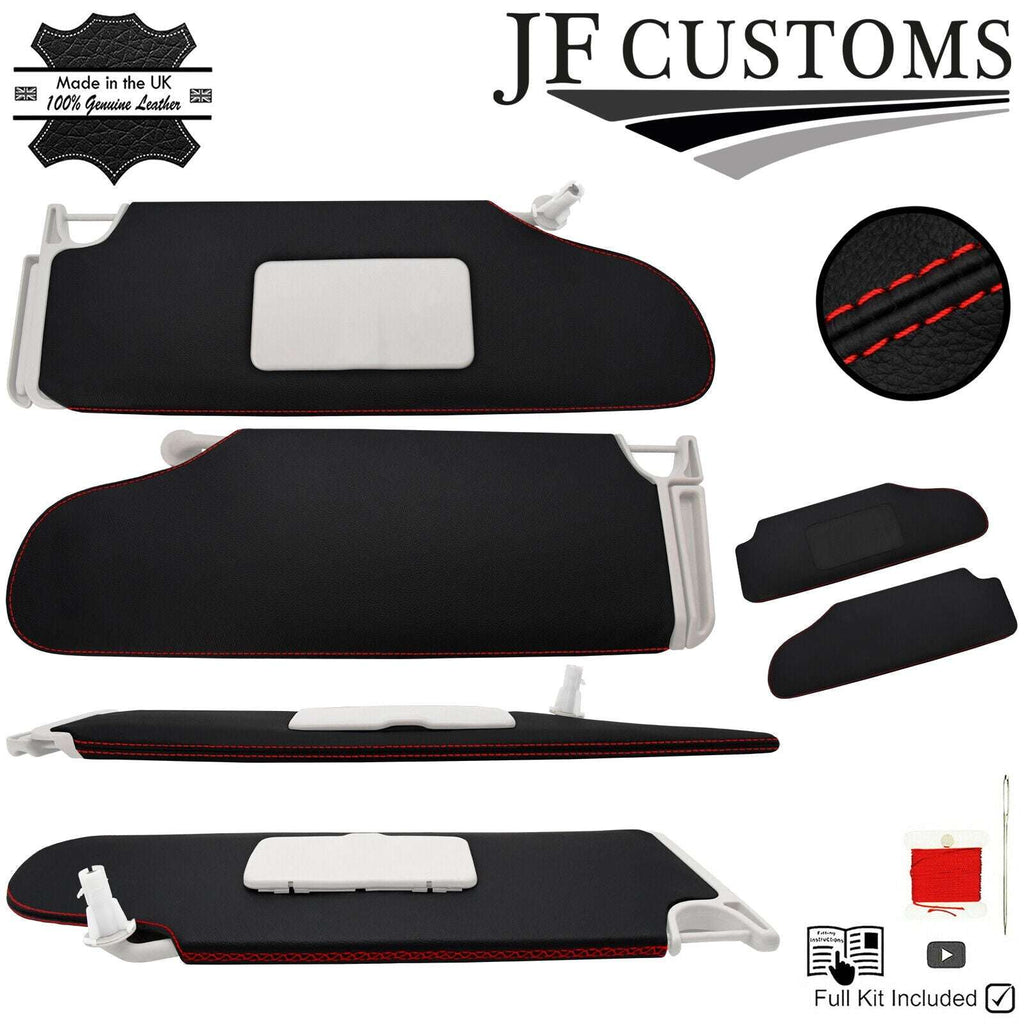 RED CROSS STITCH ITALIAN LEATHER 2X SUN VISOR COVERS FITS HUMMER H2 02-09