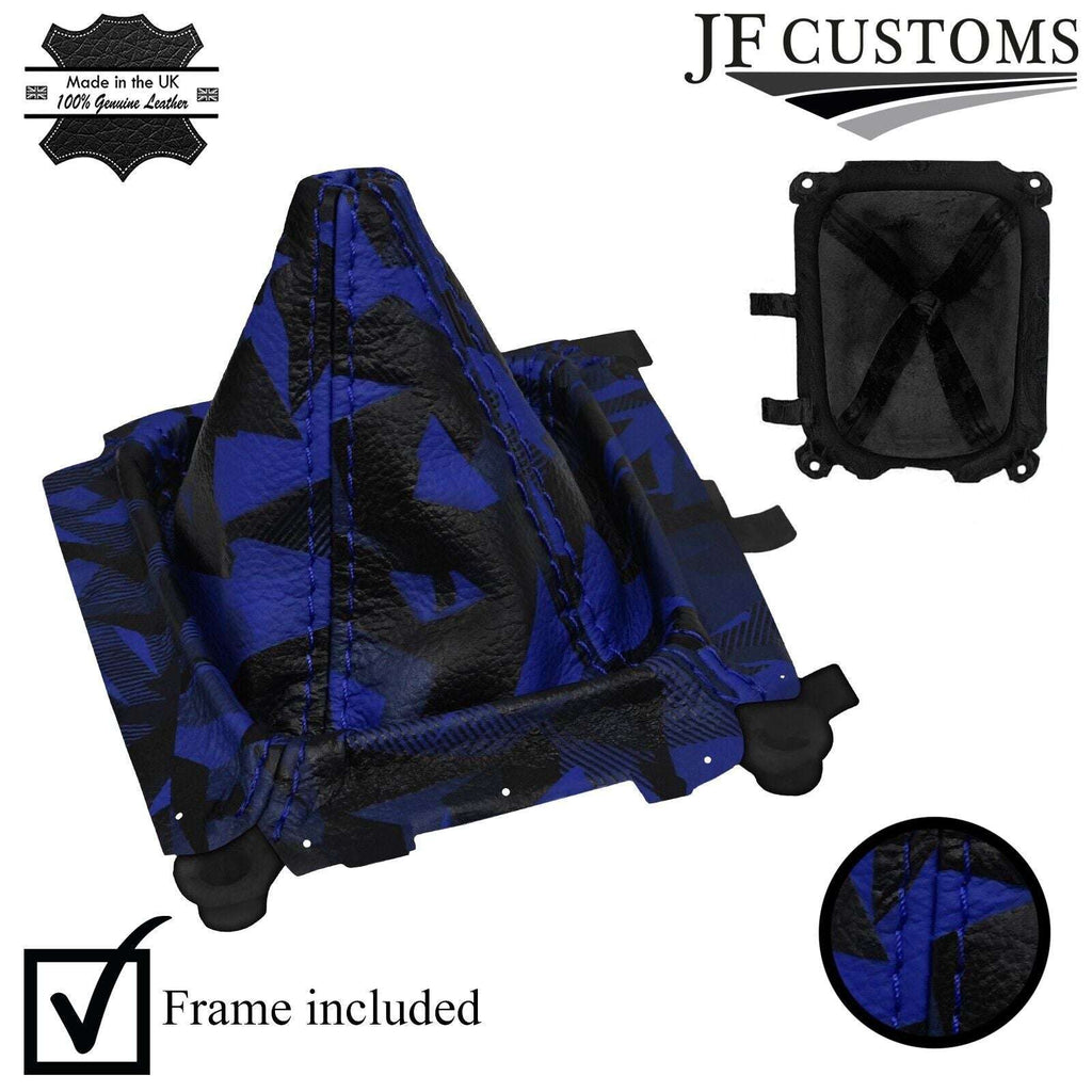 FOR MAZDA MX5 MK1 MIATA NA R BLUE STITCH UV PRINTED LEATHER GEAR GAITER + FRAME