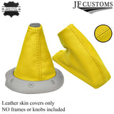 FITS MGTF YELLOW LEATHER GEAR AND HANDBRAKE GAITER SET CUSTOM NEW MADE IN UK