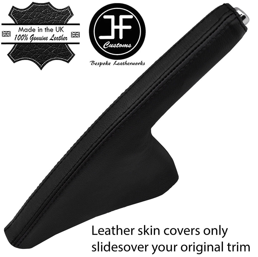 BLACK & BLACK STRIPE REAL LEATHER HANDBRAKE GAITER FOR SKODA ROOMSTER 2006-2015