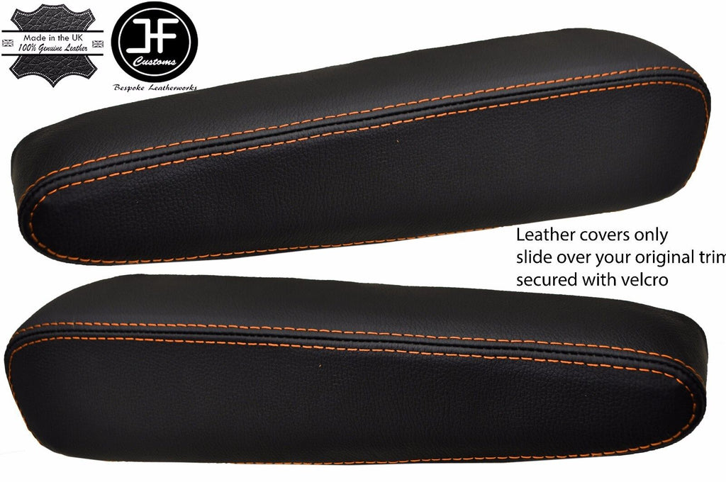 ORANGE STITCH 2X SEAT ARMREST LEATHER COVERS FITS FORD TRANSIT CUSTOM 2013-2017