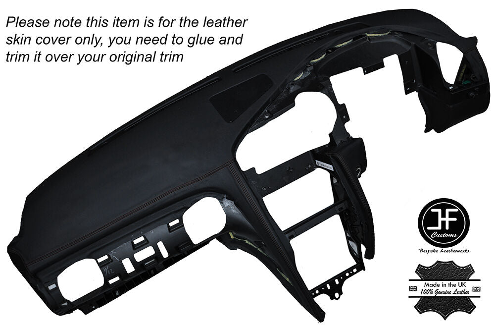 BLACK STITCH DASH DASHBOARD LEATHER SKIN COVER FITS NISSAN GT-R R35 2009-2015