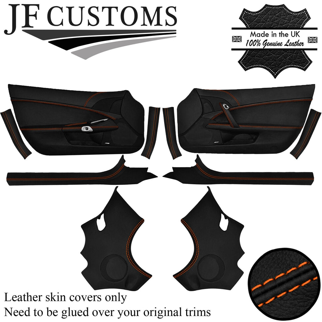 ORANGE STITCH LEATHER COVERS FOR CORVETTE C6 05-13 INTERIOR DOOR RECOVERY KIT