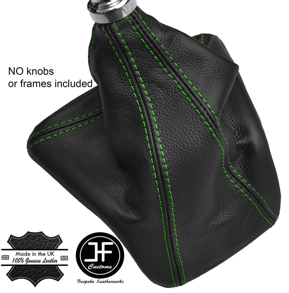 GREEN STITCHING MANUAL LEATHER GEAR GAITER FITS FORD TRANSIT CUSTOM 2013-2016