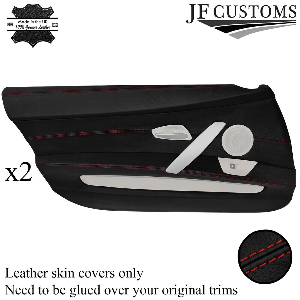 DARK RED STITCH 2X FULL FRONT DOOR CARD LEATHER COVERS FITS BMW Z4 E85 03-09