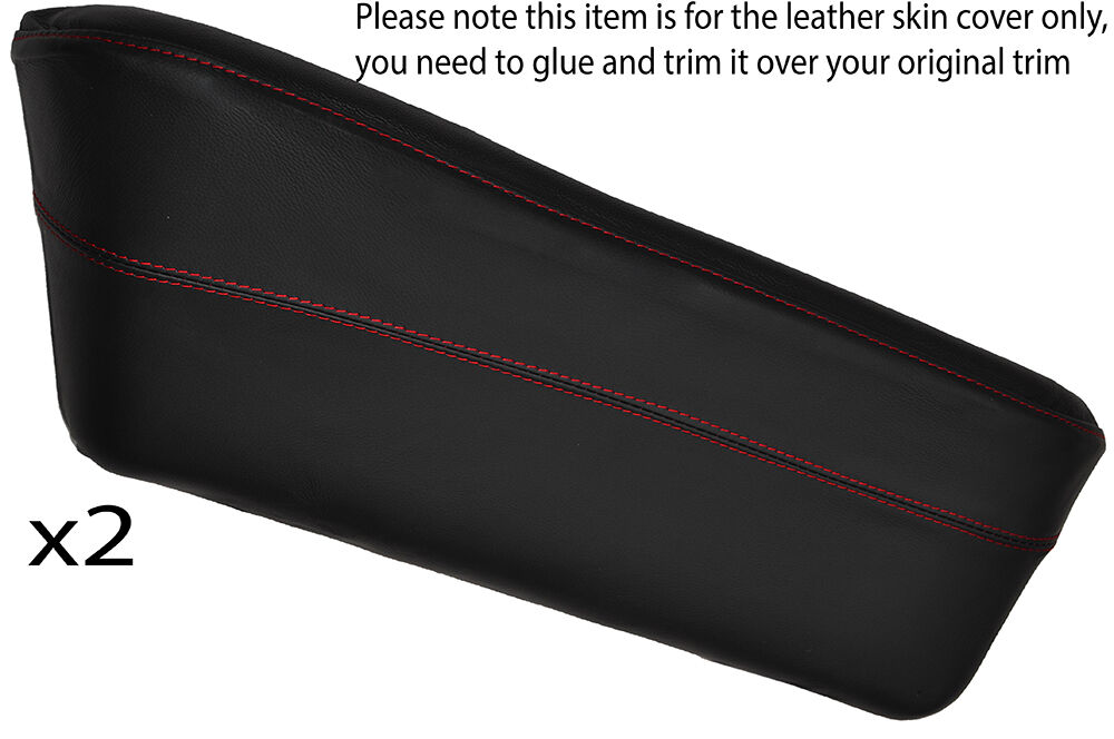 RED STITCH 2X REAR DOOR POCKET ARMREST SKIN COVER FITS JAGUAR XJ6/12 SERIES 1