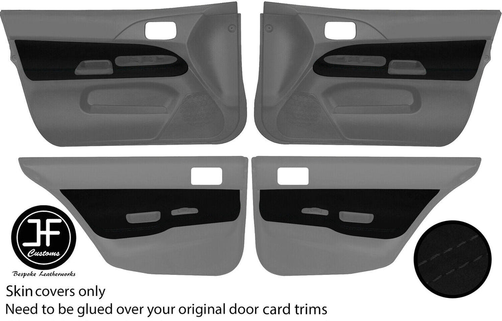 BLACK STITCH 4X DOOR CARD TRIM LUXE SUEDE COVERS FOR MITSUBISHI EVO 7 8 9 JF1