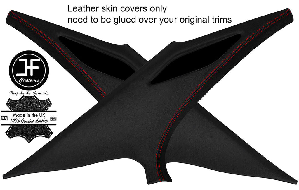 RED  STITCH 2X REAR C PILLAR LEATHER COVERS FITS BMW 5 SERIES E39 95-03 SALOON