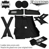 BLACK STITCH LEATHER & SUEDE TOP RECOVERY KIT COVERS FOR BMW E46 COUPE 98-04