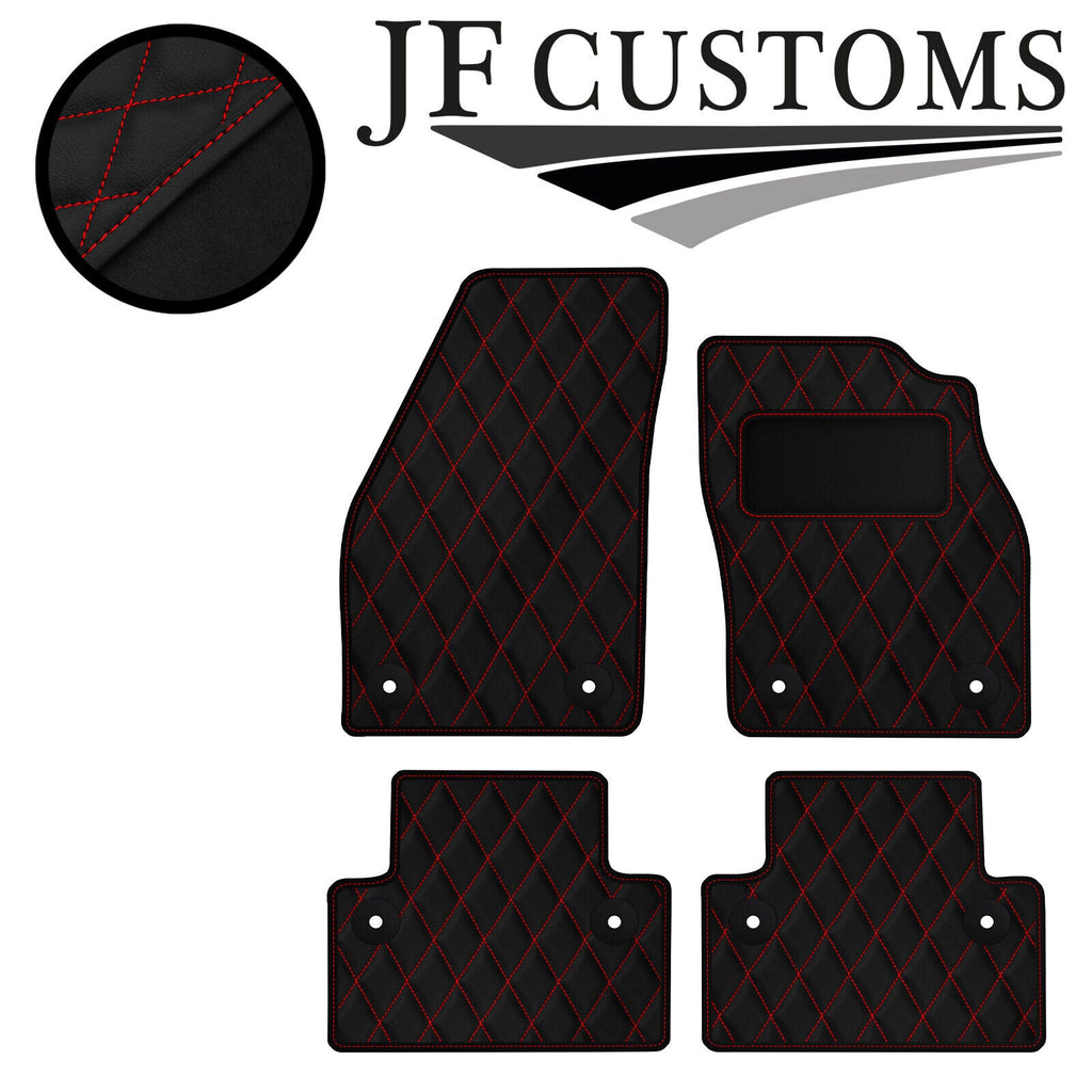 RED DIAMOND STITCH VINYL 4X TAILORED FLOOR CARPETS FOR VOLVO V50 04-12 JF1