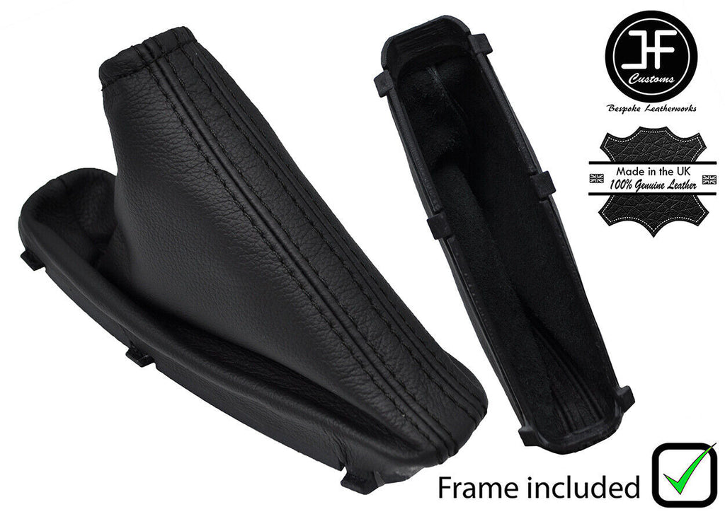 BLACK STITCH REAL LEATHER HANDBRAKE+PLASTIC FRAME FOR VAUXHALL ZAFIRA A 99-05