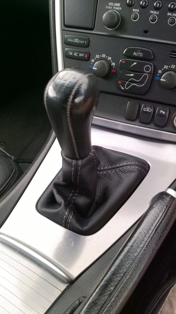 FITS VOLVO S70 V70 1996-2007 GEAR GAITER ONLY GREY 100% REAL LEATHER CUSTOM NEW