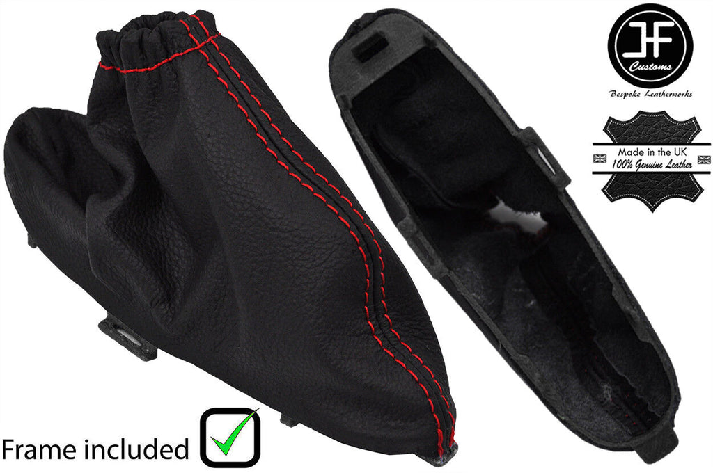 RED STITCH LEATHER HANDBRAKE GAITER + PLASTIC FRAME FOR JAGUAR X-TYPE 01-09