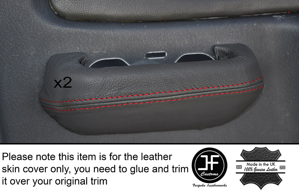 RED STITCH 2X REAR GREY DOOR SWITCH TRIM SKIN COVERS FITS MITSUBISHI L200 K74