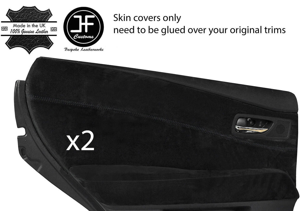 BLACK STITCH 2X REAR DOOR CARD TRIM SUEDE COVERS FOR LEXUS RX450h RX350 10-15