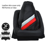 BLACK STITCH SPORT STRIPE TOP GRAIN LEATHER GEAR GAITER FOR AUDI 80 90 B3 84-90