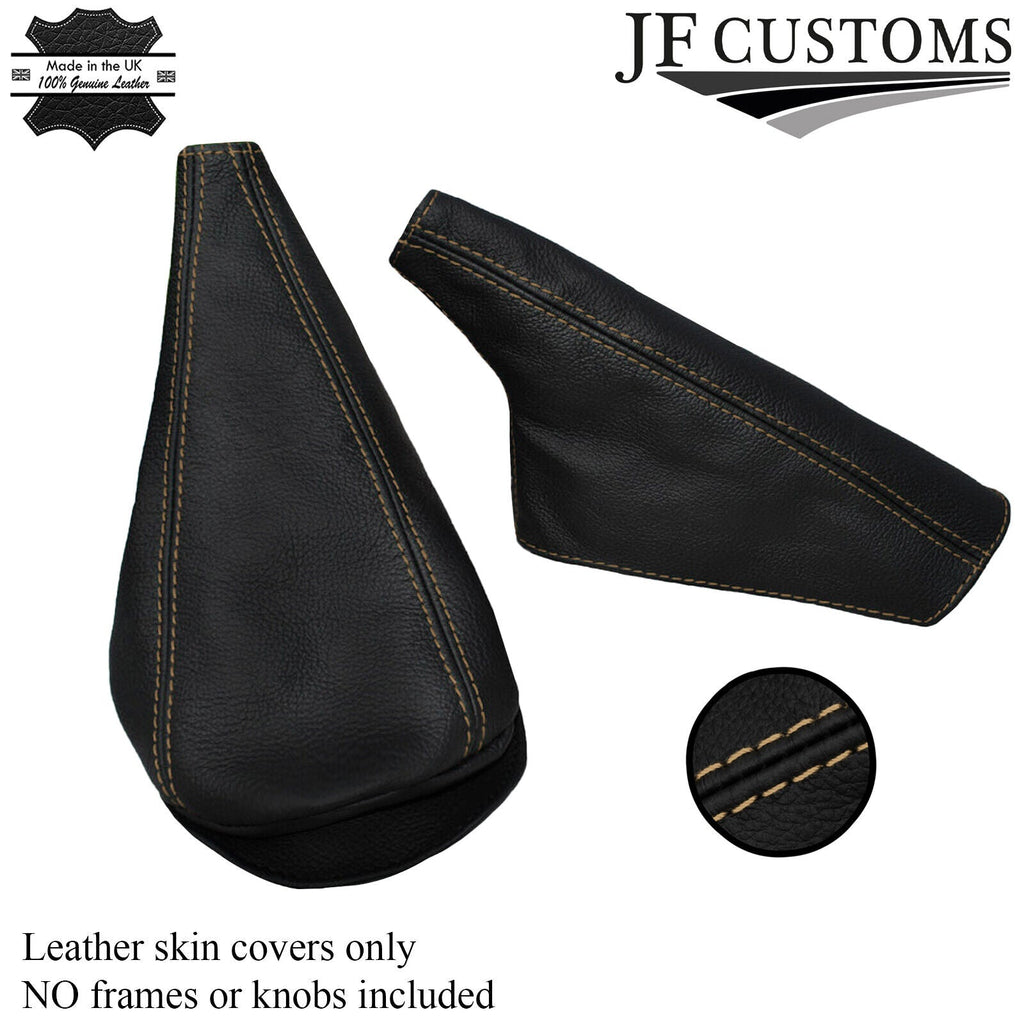 CREAM DOUBLE STITCH FITS MINI COOPER CLASSIC LEATHER GEAR & HANDBRAKE GAITER