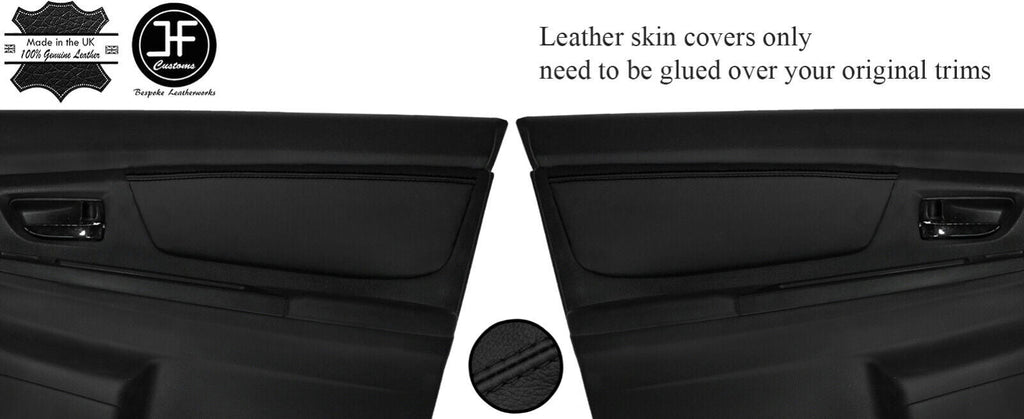 BLACK STITCHING 2X FRONT DOOR CARD TRIM LEATHER COVERS FITS SUBARU XV 2012-2016