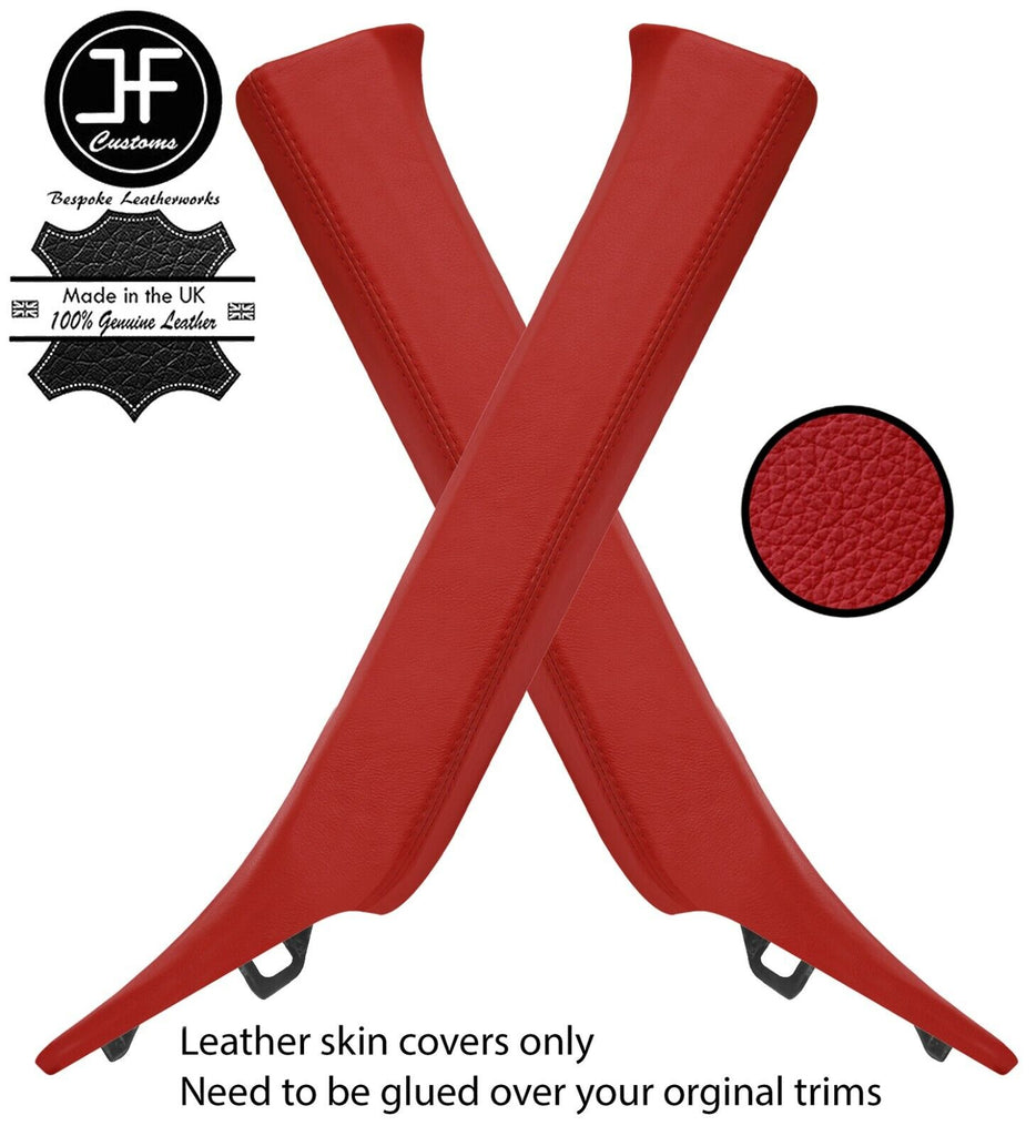 RED REAL LEATHER 2X A PILLAR COVERS FITS NISSAN 370Z Z34 2009-2020 CUSTOM NEW