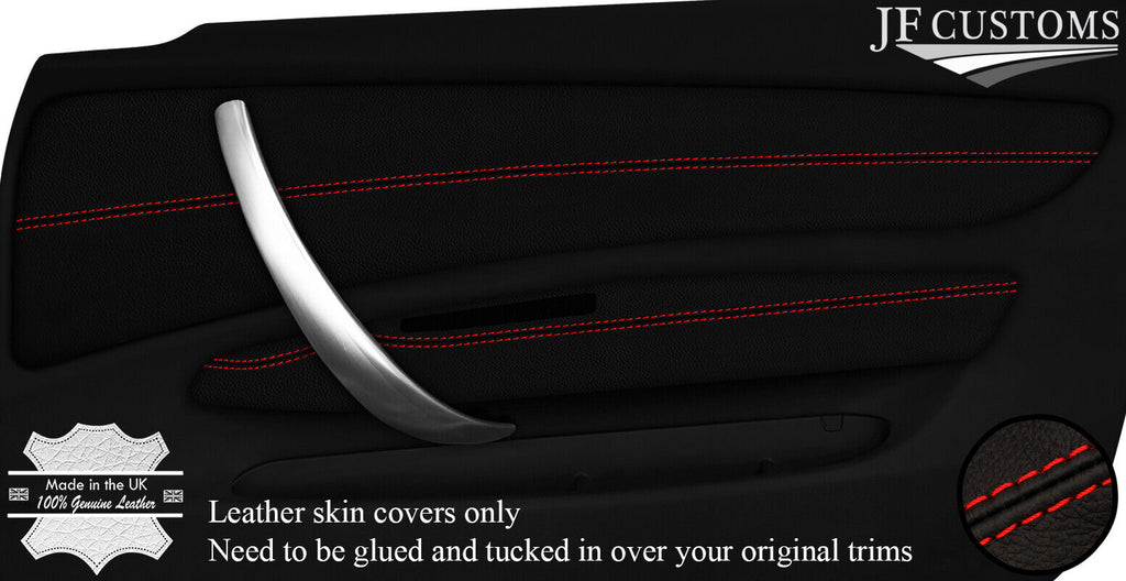 RED STITCH FRONT DOOR TRIM ARMREST 4X LEATHER COVERS FOR BMW E88 CONVERTIBLE