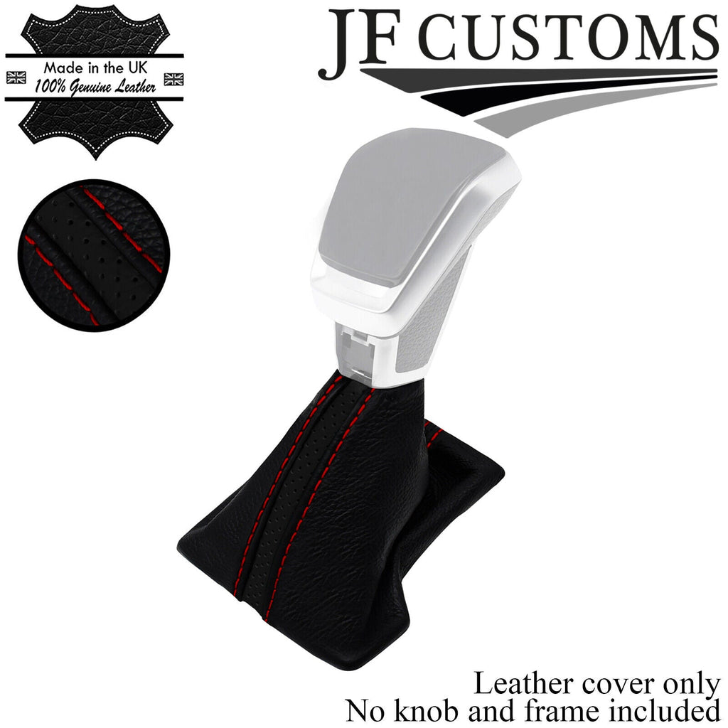 D RED STITCH LEATHER AUTO GEAR GAITER FOR SSANGYONG KORANDO MK4 19-21 JF1