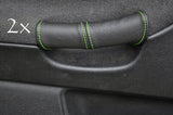 FITS  BMW E36 1991-1998 2X DOOR HANDLE COVERS BLACK LEATHER  green stitching