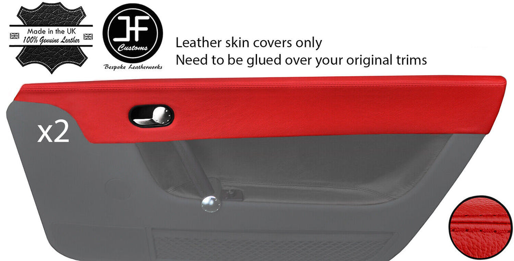 RED REAL LEATHER 2X UPPER TOP DOOR CAPPING COVERS FITS AUDI TT MK1 98-06