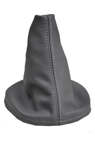FITS VW NEW BEETLE 98-05 LEATHER GREY GEAR GAITER white st CUSTOM NEW