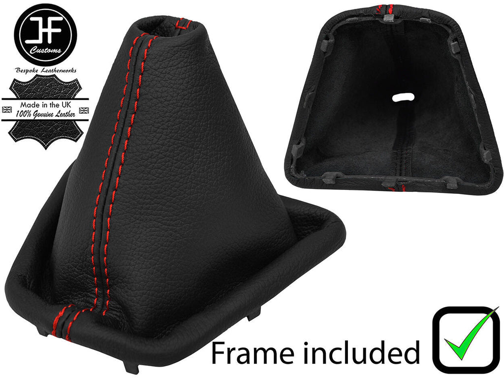 RED STITCH REAL LEATHER GEAR GAITER+PLASTIC FRAME FITS CITROEN NEMO 08-16