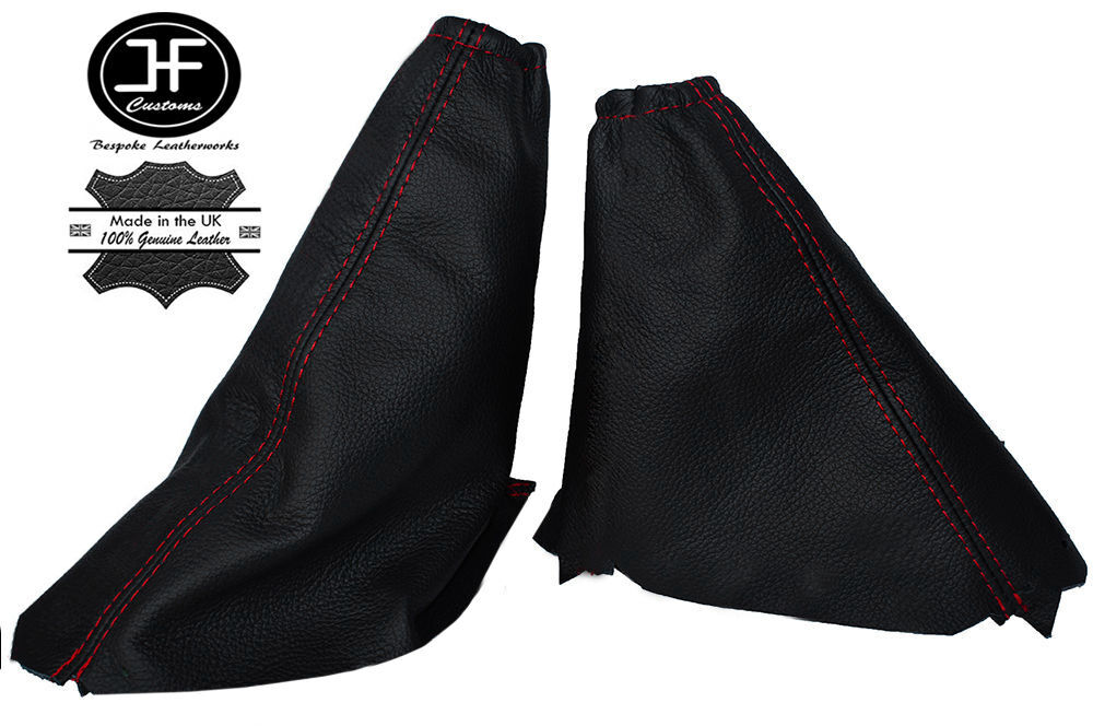 RED STITCH LEATHER GEAR & HANDBRAKE GAITER SET FITS FORD FOCUS MK1 98-04