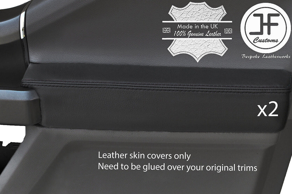 BLACK STITCH 2X FRONT DOOR CARD TRIM LEATHER COVER FOR FORD F-150 F150 15-19