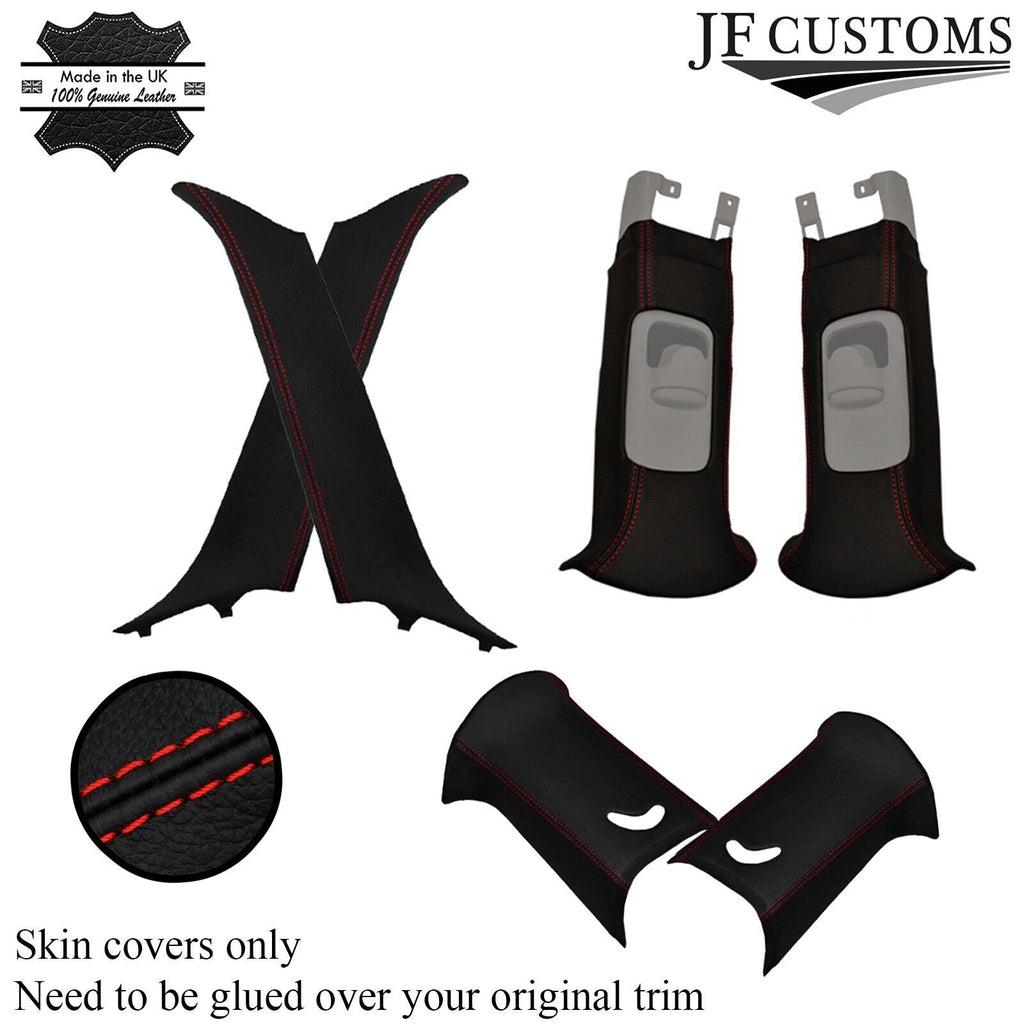 RED STITCH ITALIAN LEATHER PILLAR KIT COVERS FOR BMW MINI R50 R53 01-06
