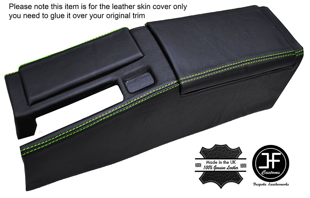 GREEN STICH CENTRE CONSOLE & ARMREST LEATHER COVERS FOR HONDA CRX DEL SOL 92-98