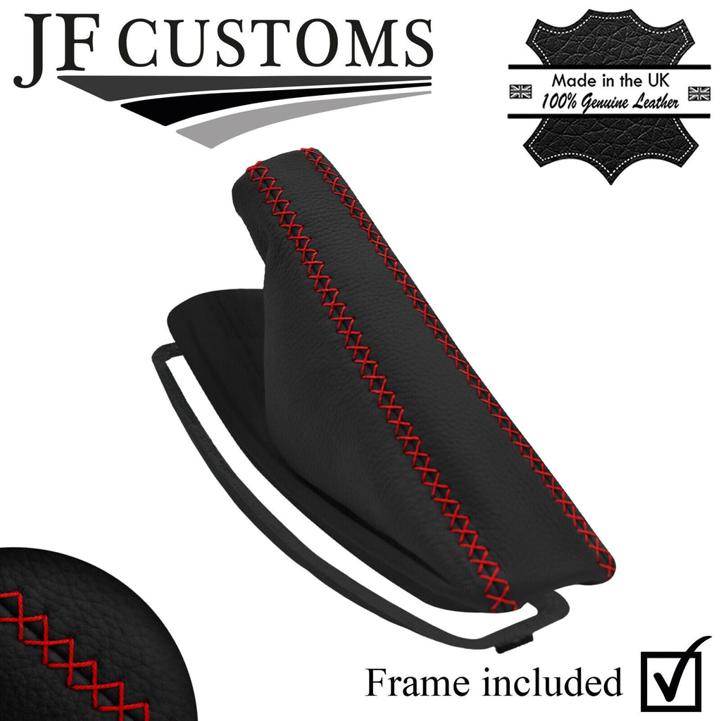 DARK RED LUX-STITCH LEATHER HANDBRAKE GAITOR PLASTIC FRAMES FOR BMW E46 99-05