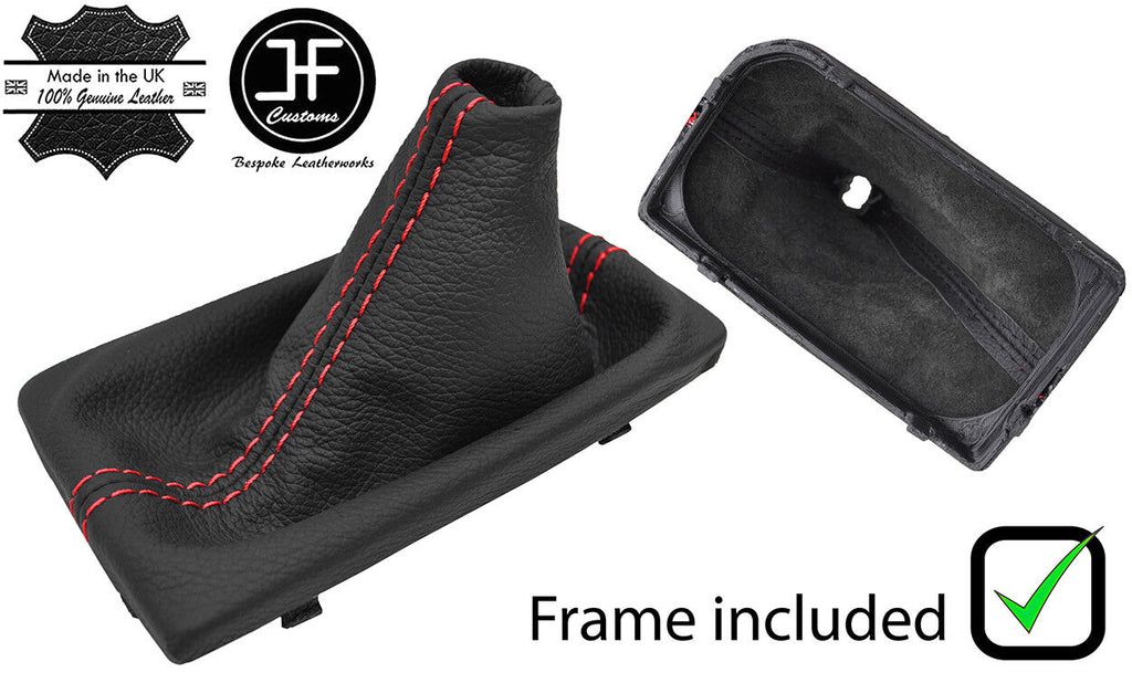 RED STITCH AUTO LEATHER GEAR GAITER+PLASTIC FRAME FOR HYUNDAI TUCSON 16-18