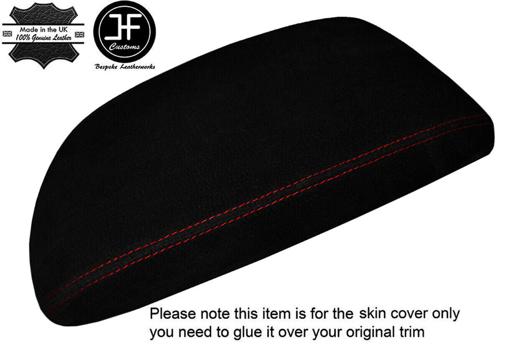 RED STITCH REAL SUEDE ARMREST LID COVER FITS BMW 1 SERIES F20 F21 2010-2017