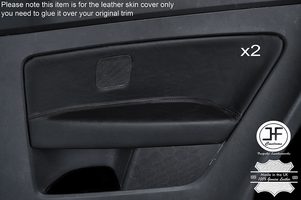 BLACK STITCH 2X REAR DOOR CARD TRIM LEATHER COVERS FITS VW GOLF MK5 V 04-09 3DR