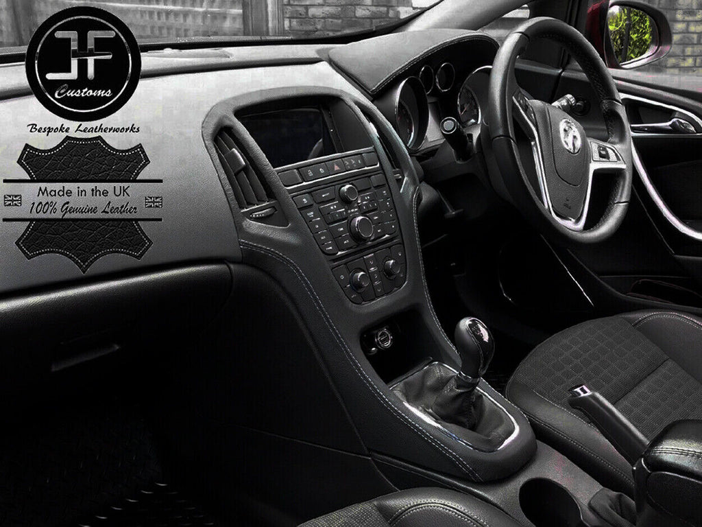 WHITE STITCH CENTRE DASH LEATHER COVER FITS VAUXHALL OPEL ASTRA J MK6 09-14