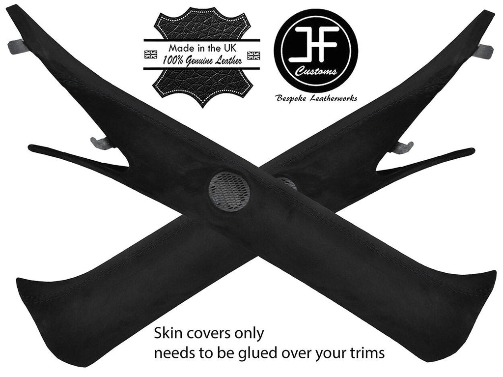 BLACK STITCHING 2X A POST PILLAR PU SUEDE COVERS FITS FORD MUSTANG 2015-2018