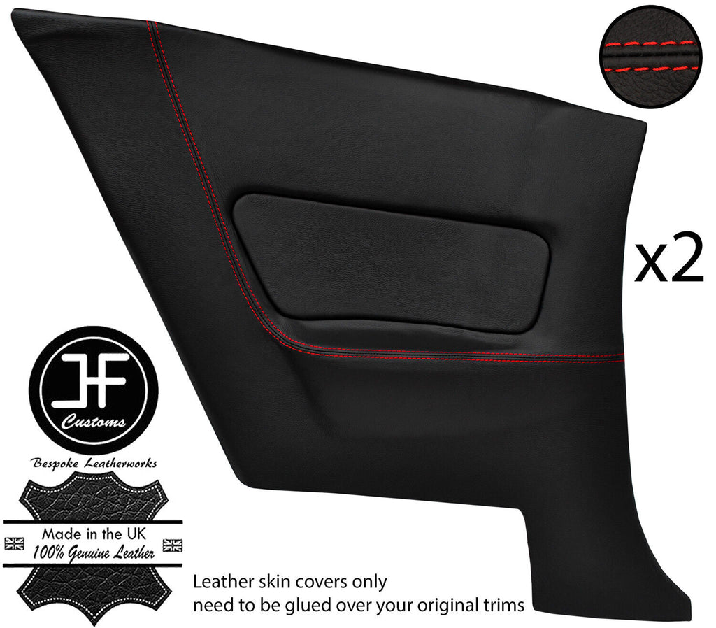 RED STITCH 2X REAR DOOR CARD FULL LEATHER COVER FITS NISSAN SKYLINE R34 98-02