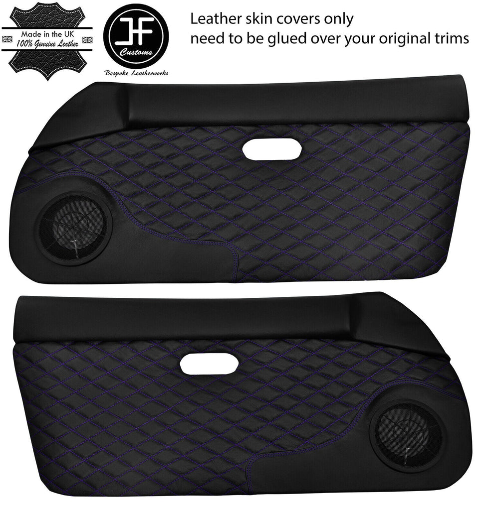 PURPLE DIAMOND STITCH 2X DOOR CARD LEATHER COVERS FOR MAZDA MX5 MK1 MIATA 89-97