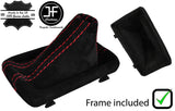 RED STITCH SUEDE AUTO S-TRONIC GEAR GAITER+PLASTIC FRAME FOR AUDI A3 8V 13-18
