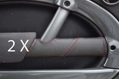 red stitching FITS BMW MIN ONE COOPER S 2004-2006 2X LEATHER DOOR TRIM COVERS