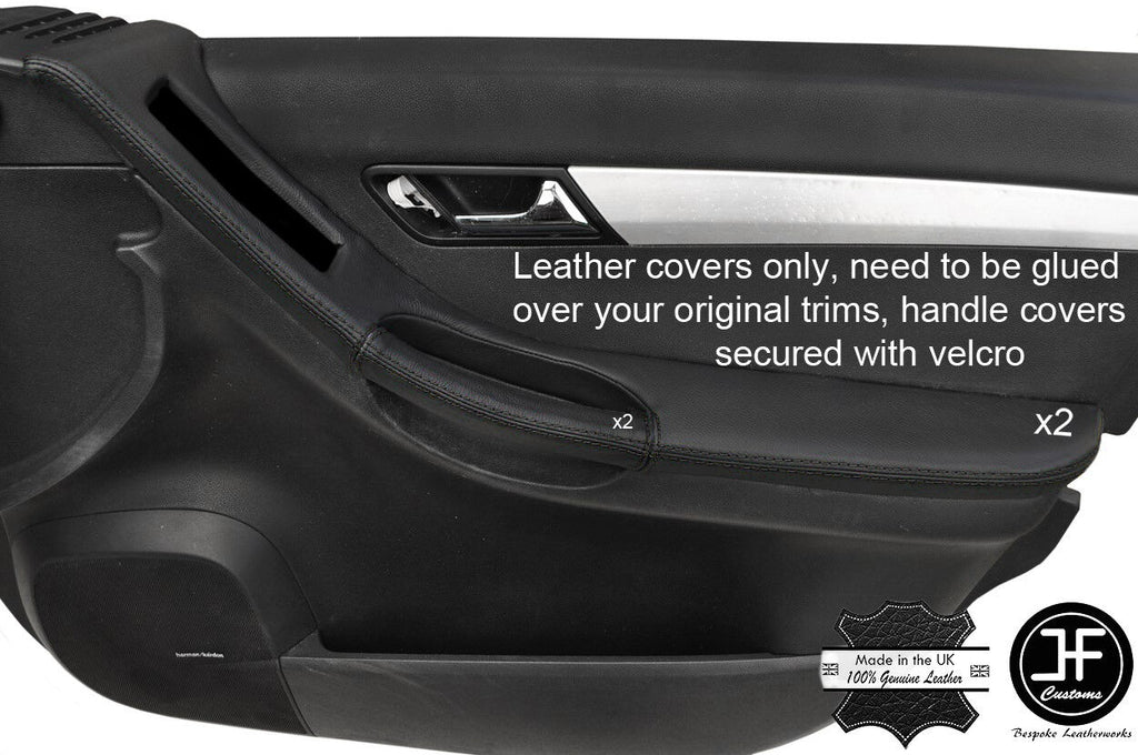 BLACK STITCH 4X FRONT DOOR HANDLE ARMREST LTHR COVERS FOR MERCEDES R CLASS W251