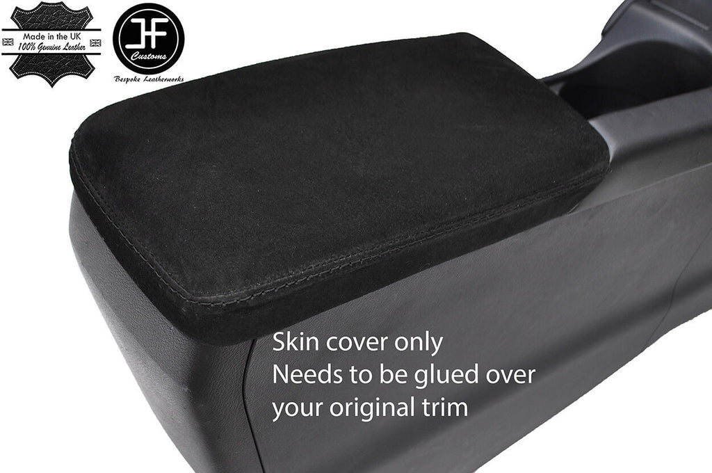 BLACK STITCH REAL SUEDE ARMREST COVER FITS LEXUS CT200H CT 200H 2010-2018
