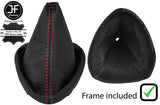 RED STITCHING LEATHER GEAR GAITER WITH PLASTIC FRAME FOR CITROEN C5 2001-2007
