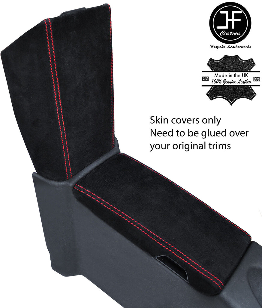 RED STITCH ARMREST LID & STORAGE LID SUEDE COVERS FOR MERCEDES SLK R171 04-11