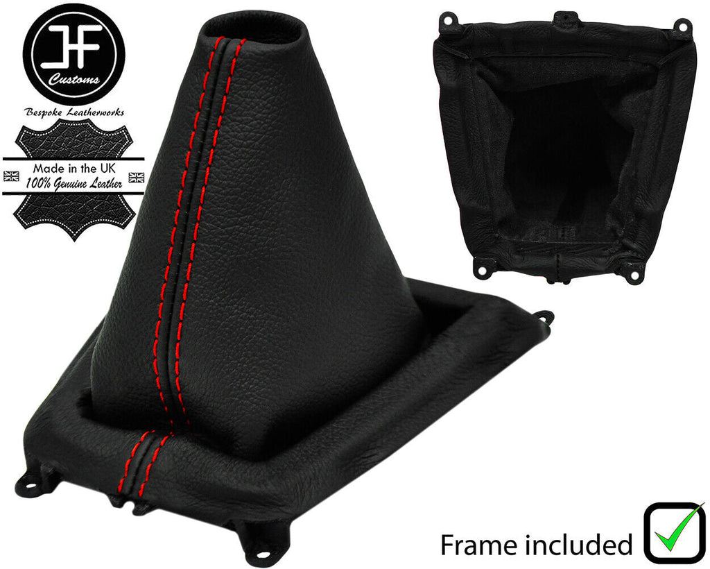 RED STITCH LEATHER MANUAL GEAR GAITER+PLASTIC FRAME FITS MAZDA MX3 MX-3 91-98