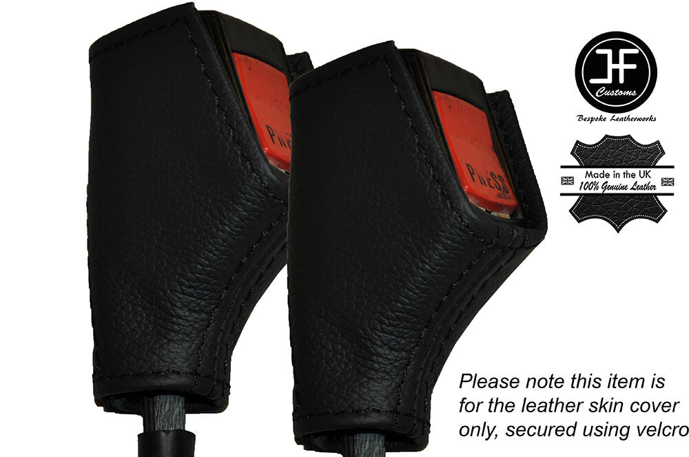 BLACK STITCHING 2X FRONT SEAT BELT LEATHER SKIN COVERS FITS ASTON MARTIN AMV8